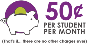 50 cents per student per month - no other charges ever