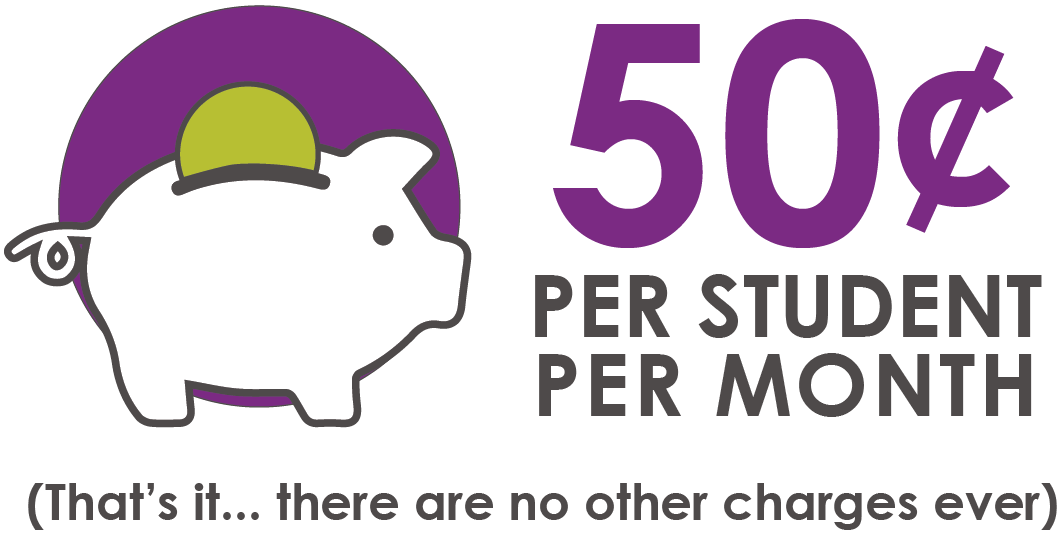 50 cents per student per month - no other charges ever